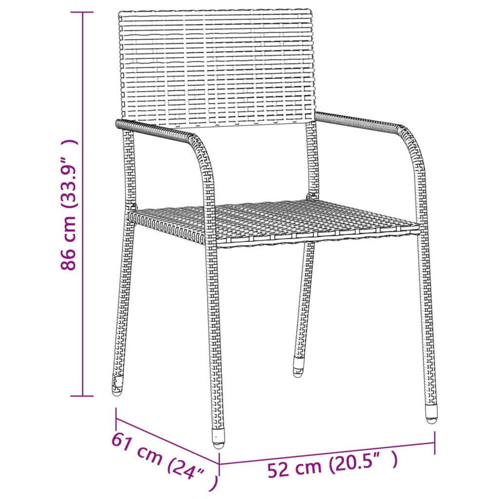 3 Piece Outdoor Dining Set Poly Rattan