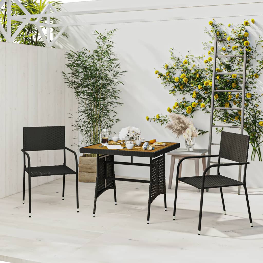 3 Piece Outdoor Dining Set Poly Rattan