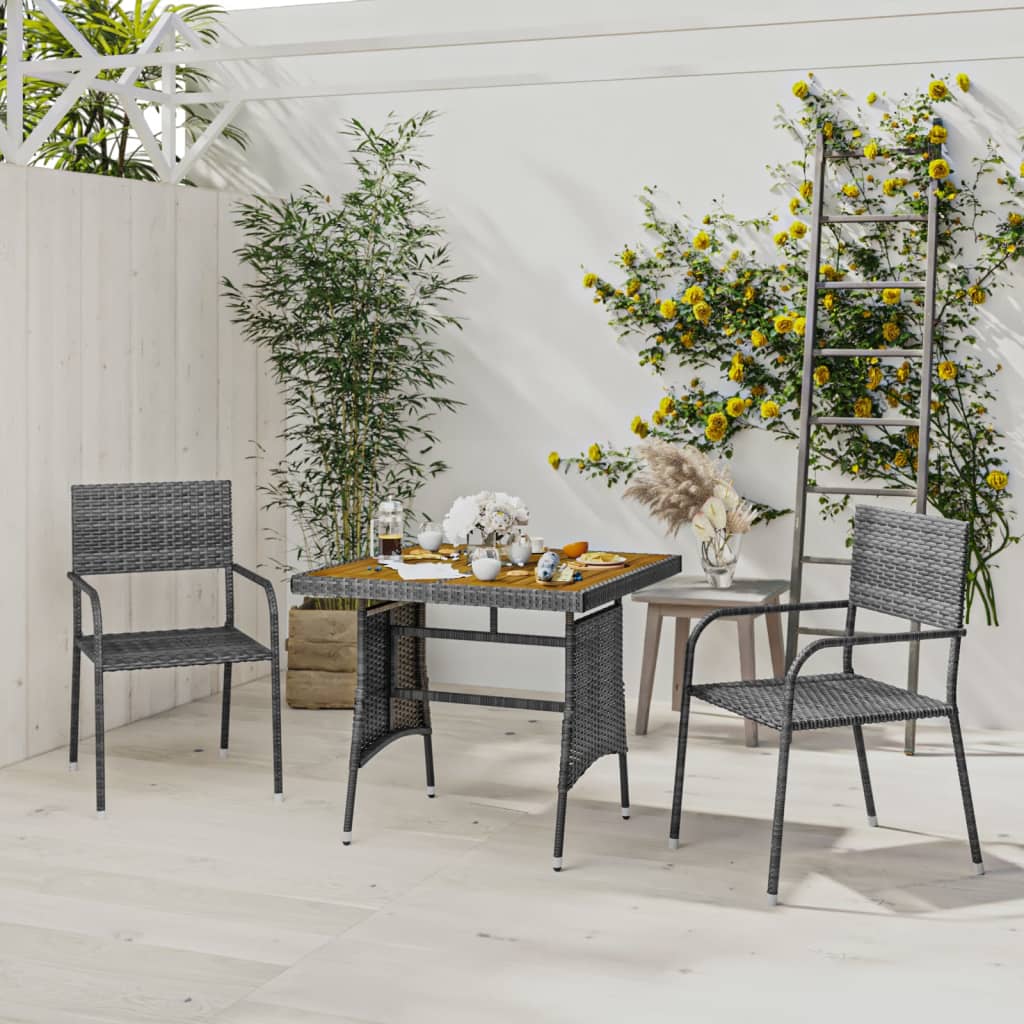 3 Piece Outdoor Dining Set Poly Rattan