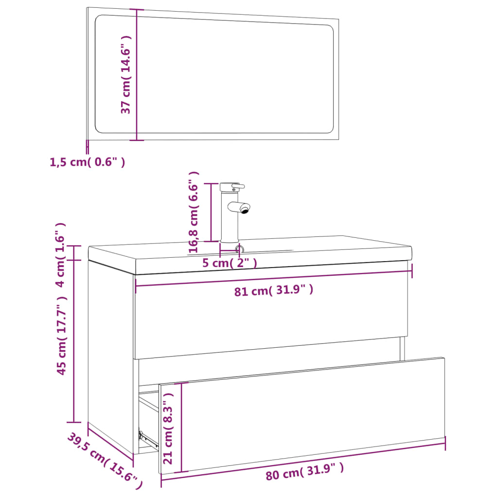 Bathroom Furniture Set | , White | Engineered Wood | Medium