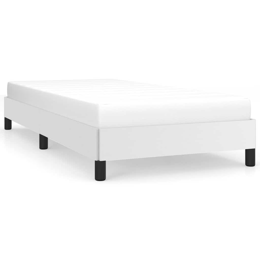 Bed Frame Without Mattress 90X190 Cm Single Faux Leather white black 5% cotton 1