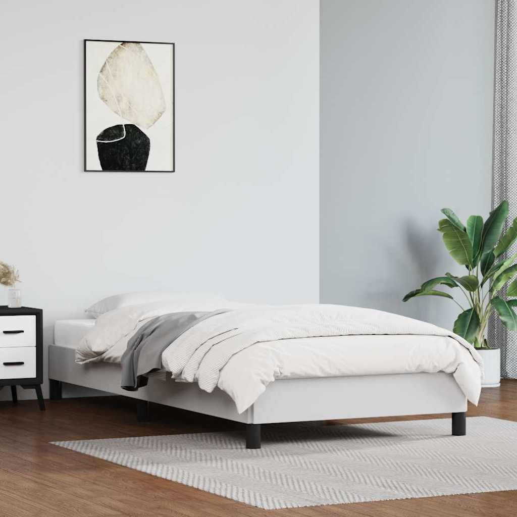 Bed Frame Without Mattress 90X190 Cm Single Faux Leather white black 5% cotton 1