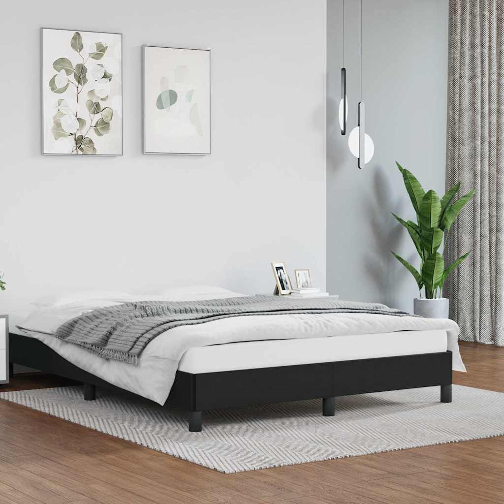 Bed Frame Without Mattress 90X190 Cm Single Faux Leather white black 5% cotton 1
