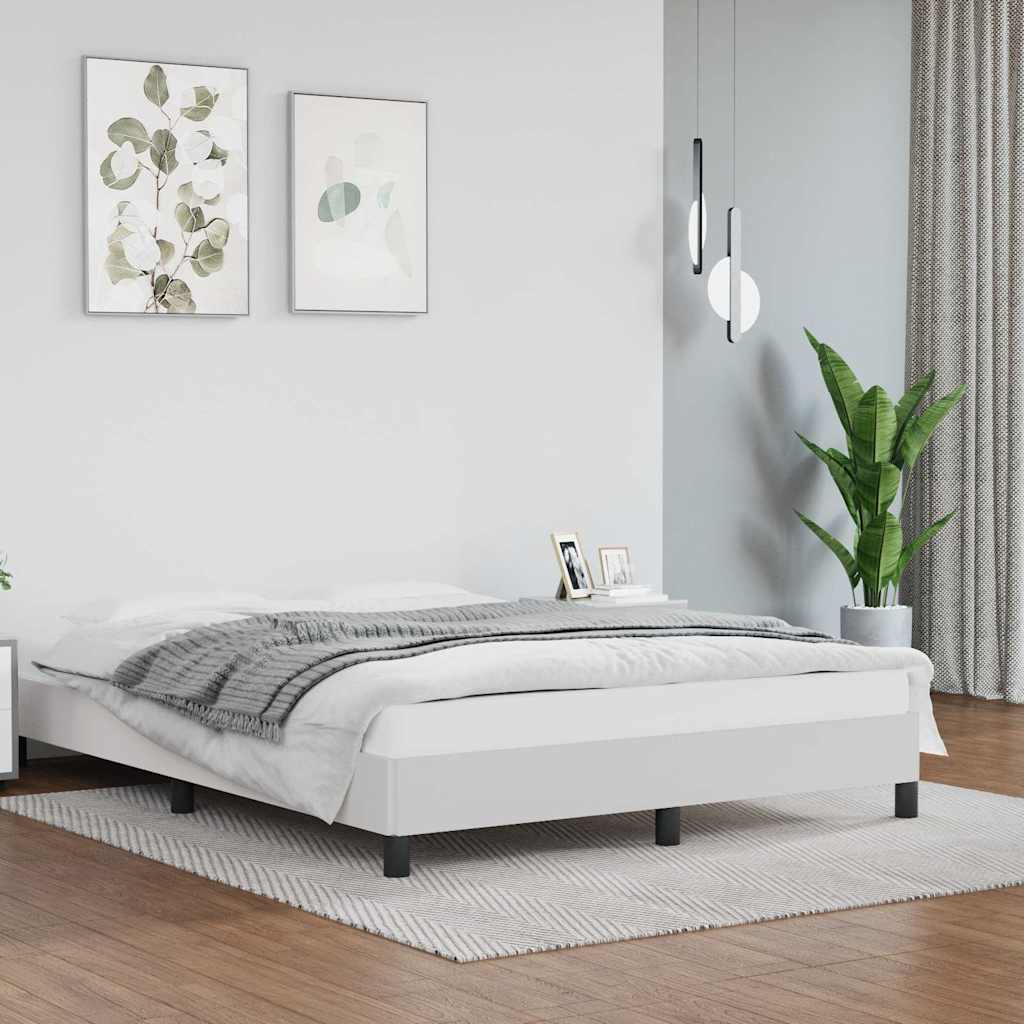 Bed Frame Without Mattress 90X190 Cm Single Faux Leather white black 5% cotton 1