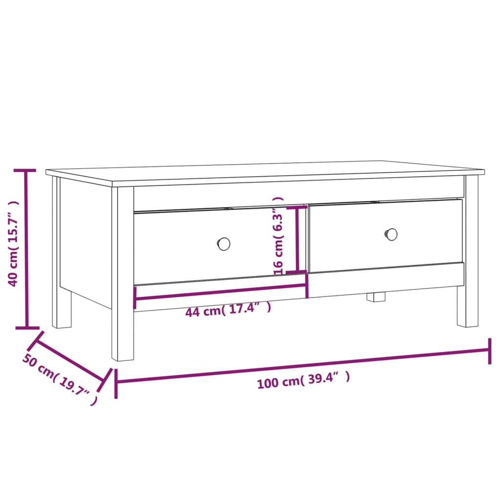 Coffee Table 100X50X40 Cm Solid Wood Pine