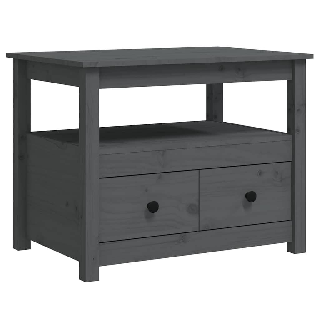 Coffee Table Pine Solid Wood 71x49x55cm Rustic Living Room Side black grey 71 cm