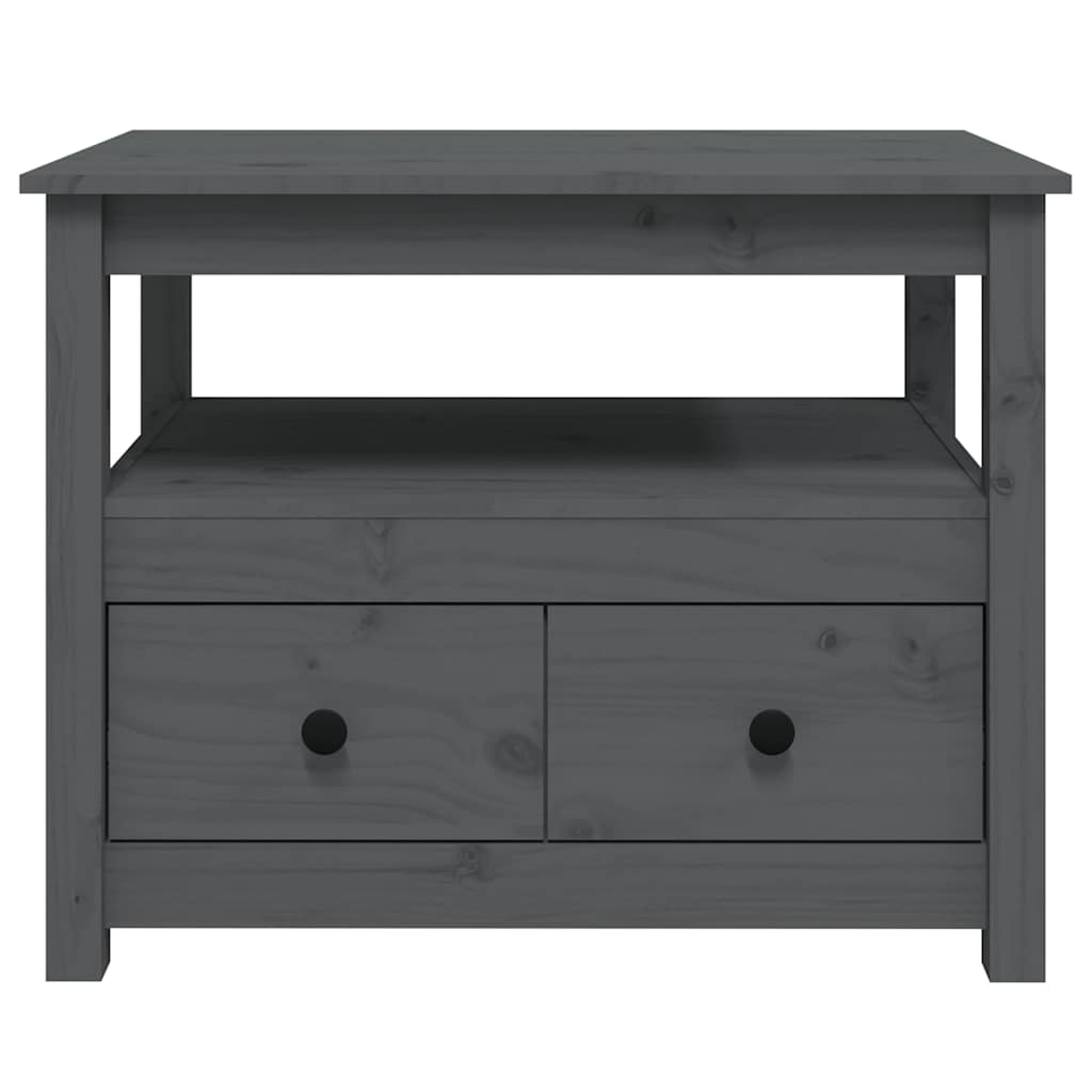 Coffee Table Pine Solid Wood 71x49x55cm Rustic Living Room Side black grey 71 cm