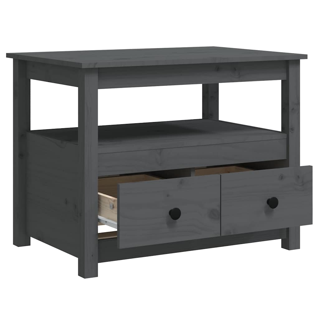 Coffee Table Pine Solid Wood 71x49x55cm Rustic Living Room Side black grey 71 cm