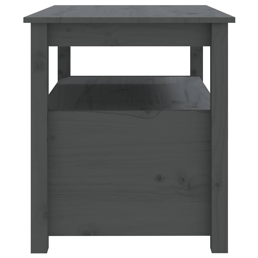Coffee Table Pine Solid Wood 71x49x55cm Rustic Living Room Side black grey 71 cm