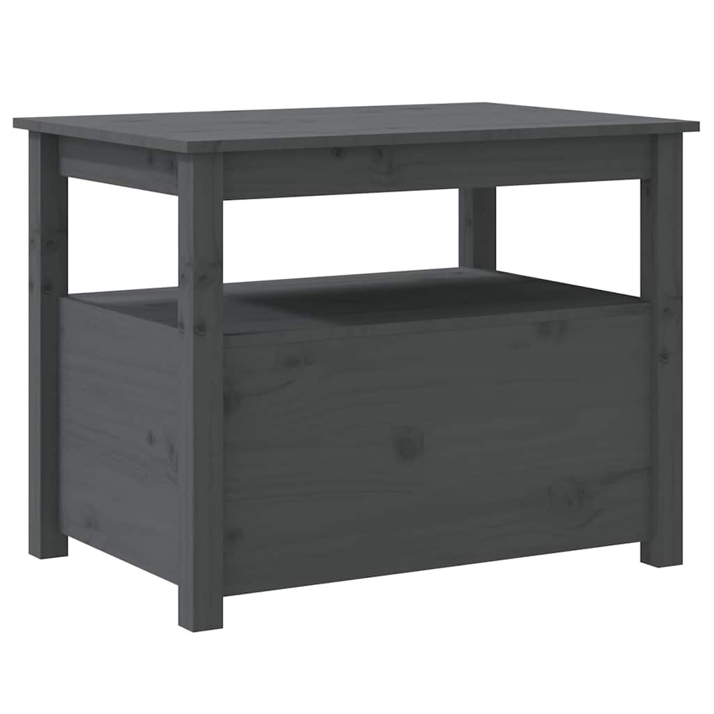 Coffee Table Pine Solid Wood 71x49x55cm Rustic Living Room Side black grey 71 cm