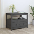 Coffee Table Pine Solid Wood 71x49x55cm Rustic Living Room Side black grey 71 cm