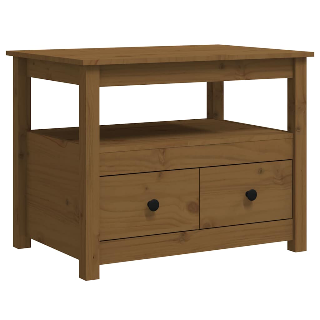 Coffee Table Pine Solid Wood 71x49x55cm Rustic Living Room Side black grey 71 cm