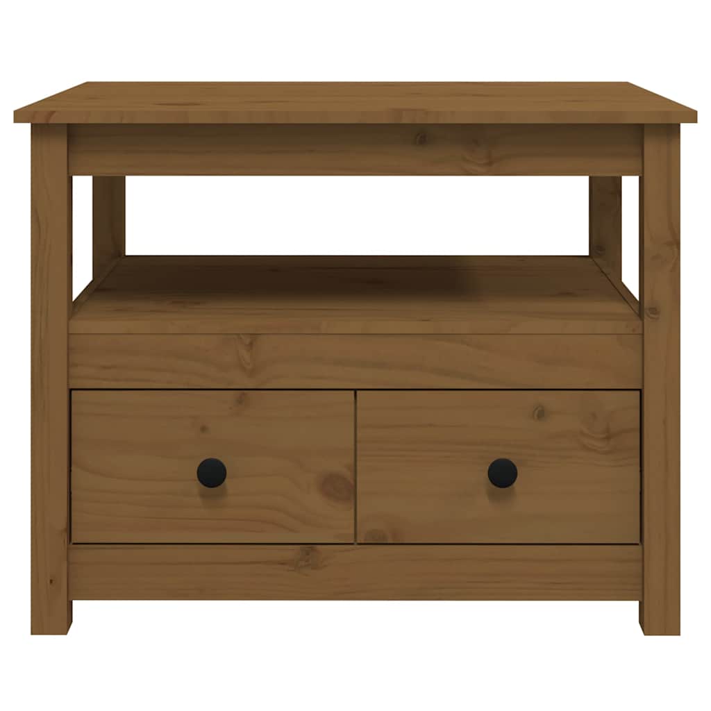 Coffee Table Pine Solid Wood 71x49x55cm Rustic Living Room Side black grey 71 cm