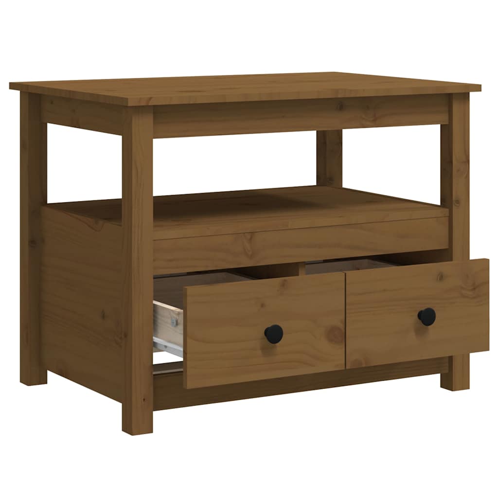 Coffee Table Pine Solid Wood 71x49x55cm Rustic Living Room Side black grey 71 cm