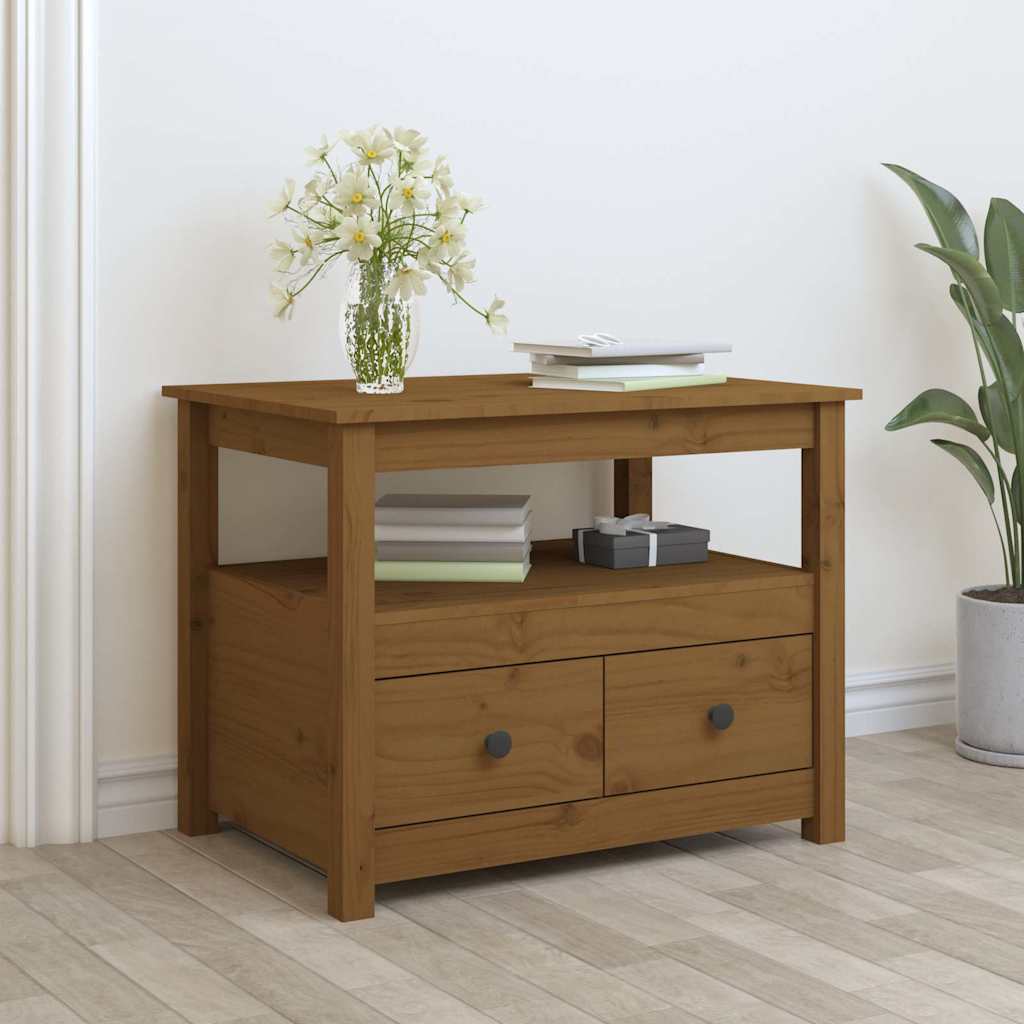 Coffee Table Pine Solid Wood 71x49x55cm Rustic Living Room Side black grey 71 cm
