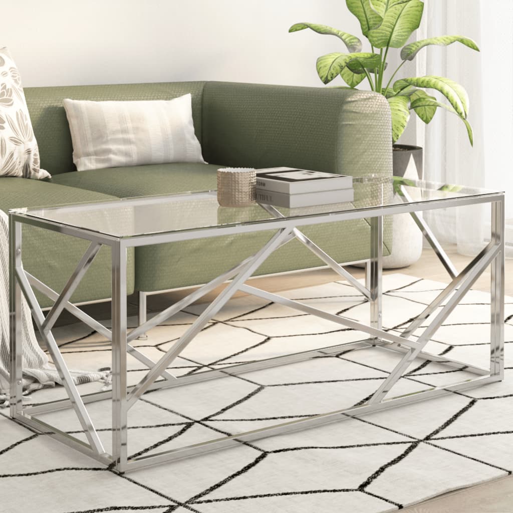 Coffee Table Stainless Steel And Tempered
