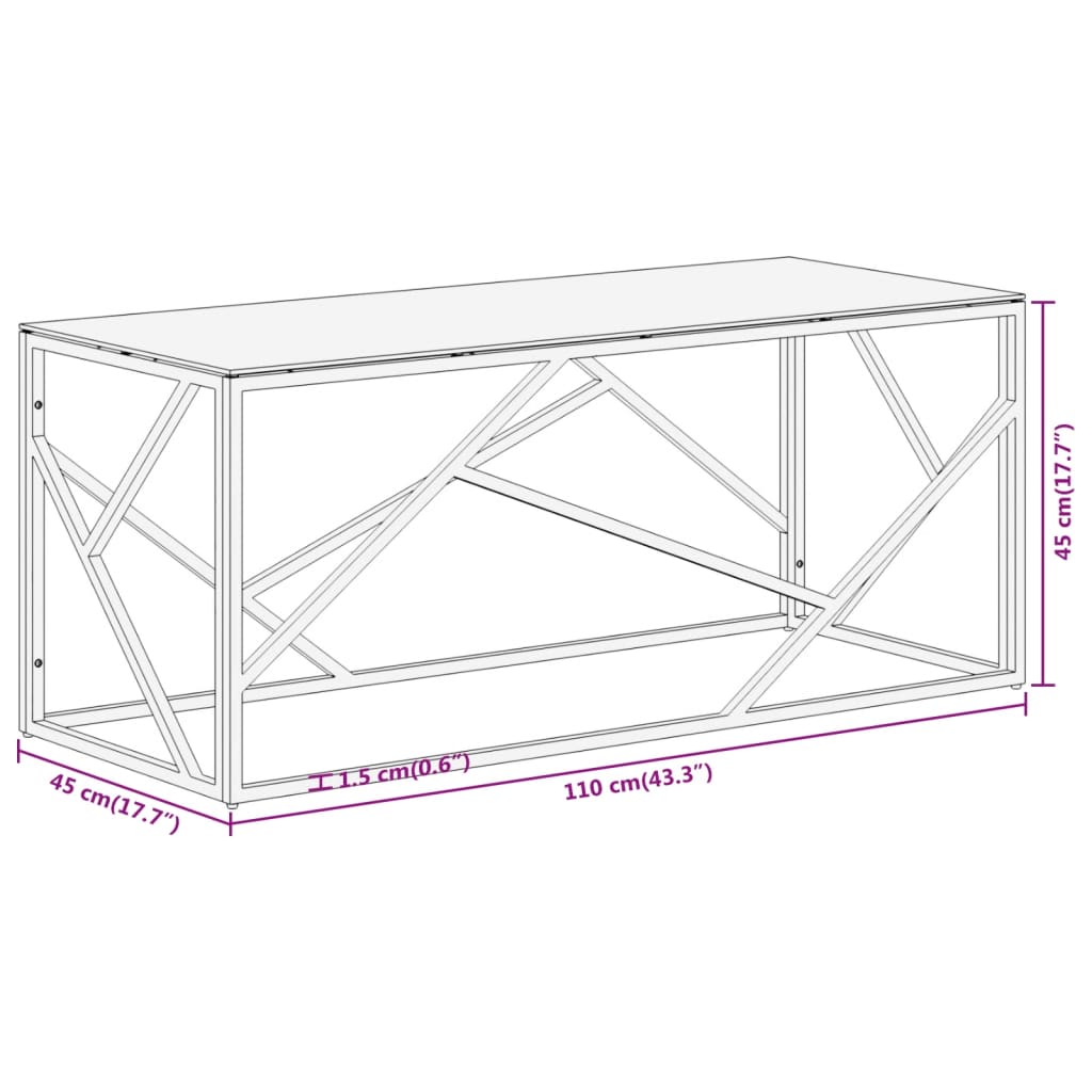 Coffee Table Stainless Steel And Tempered