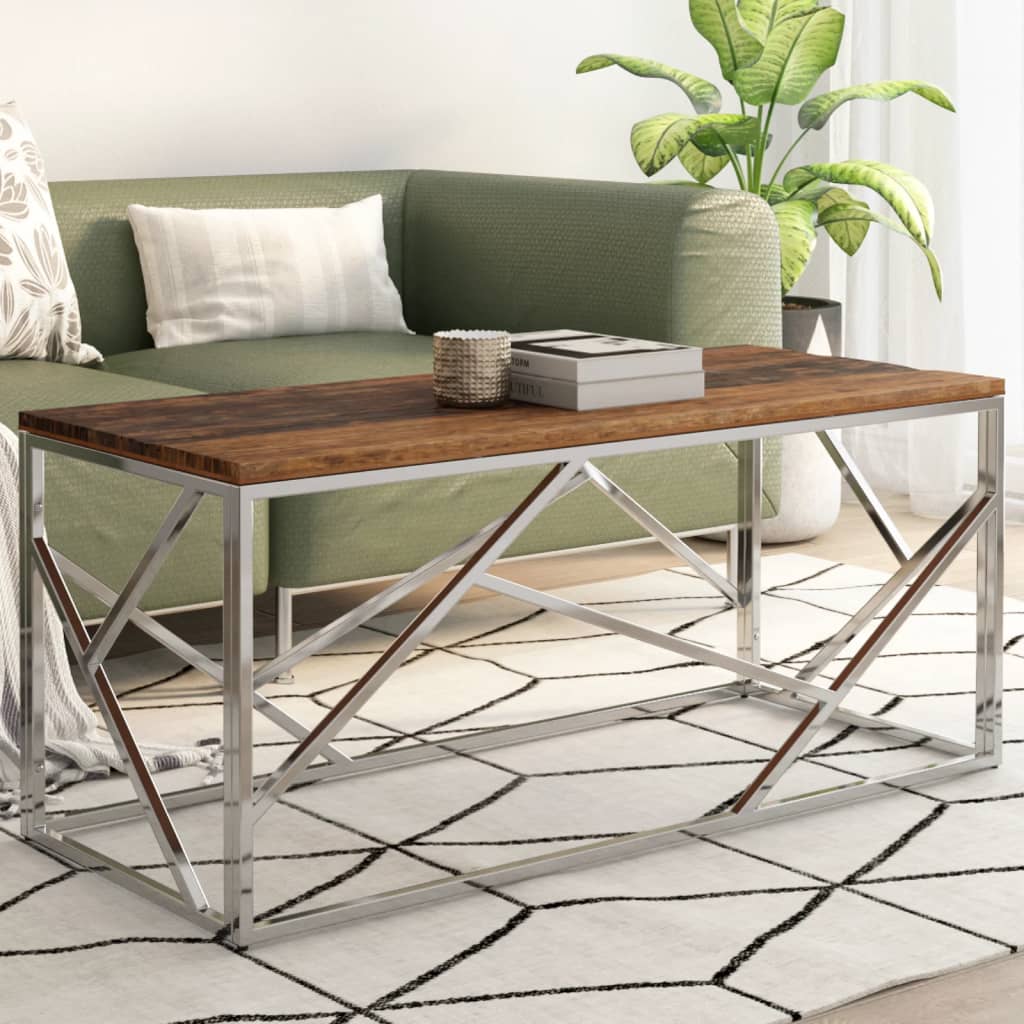Coffee Table Stainless Steel And Tempered