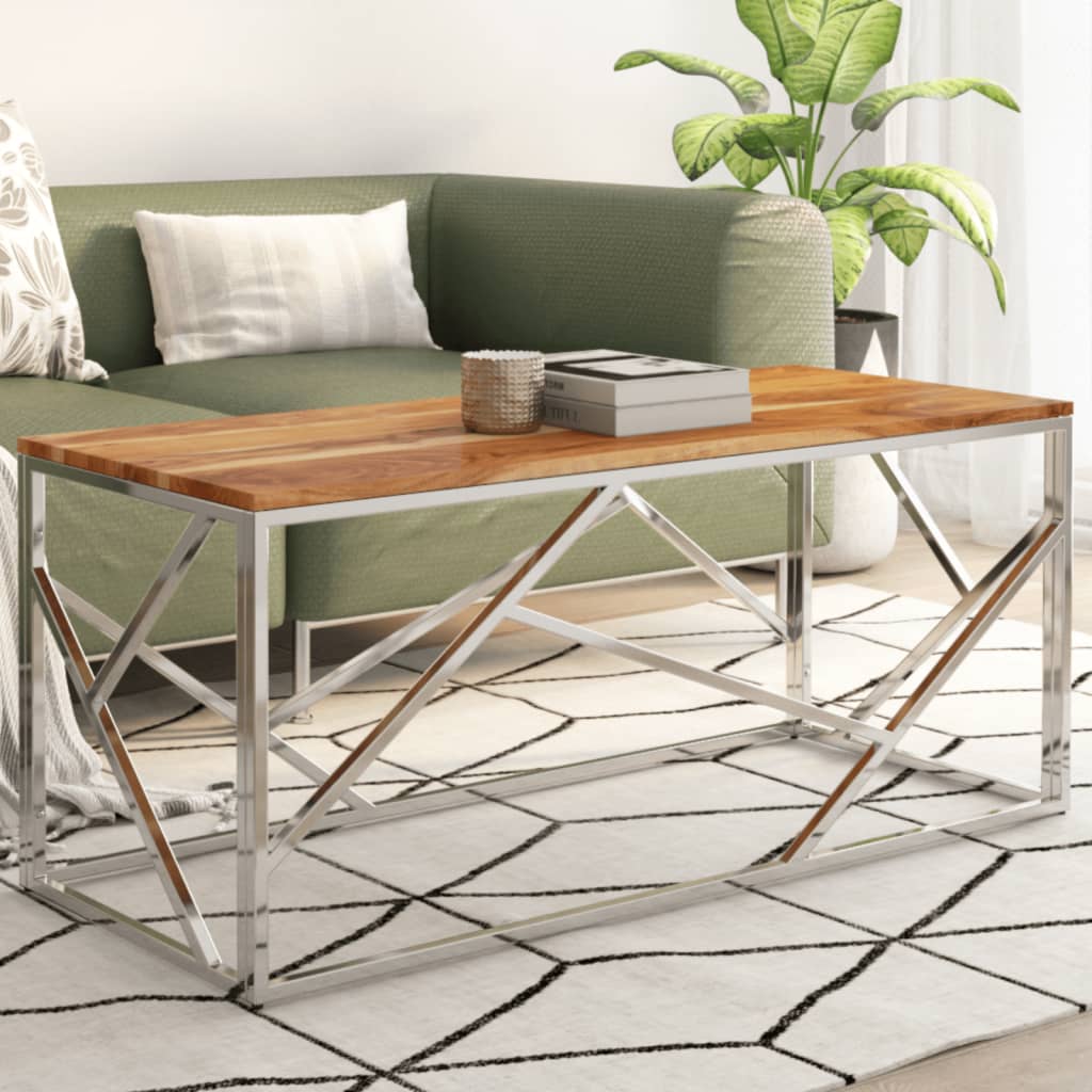 Coffee Table Stainless Steel And Tempered