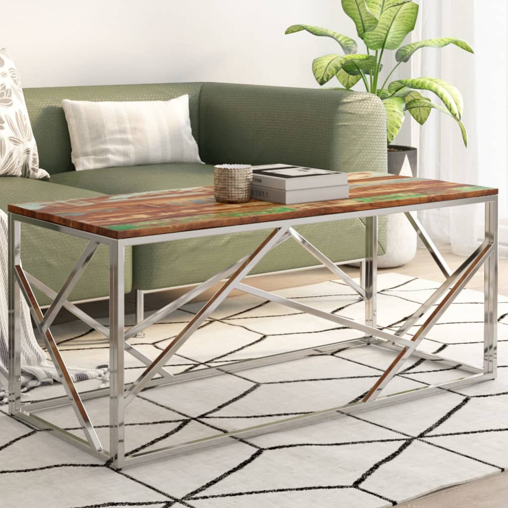 Coffee Table Stainless Steel And Tempered