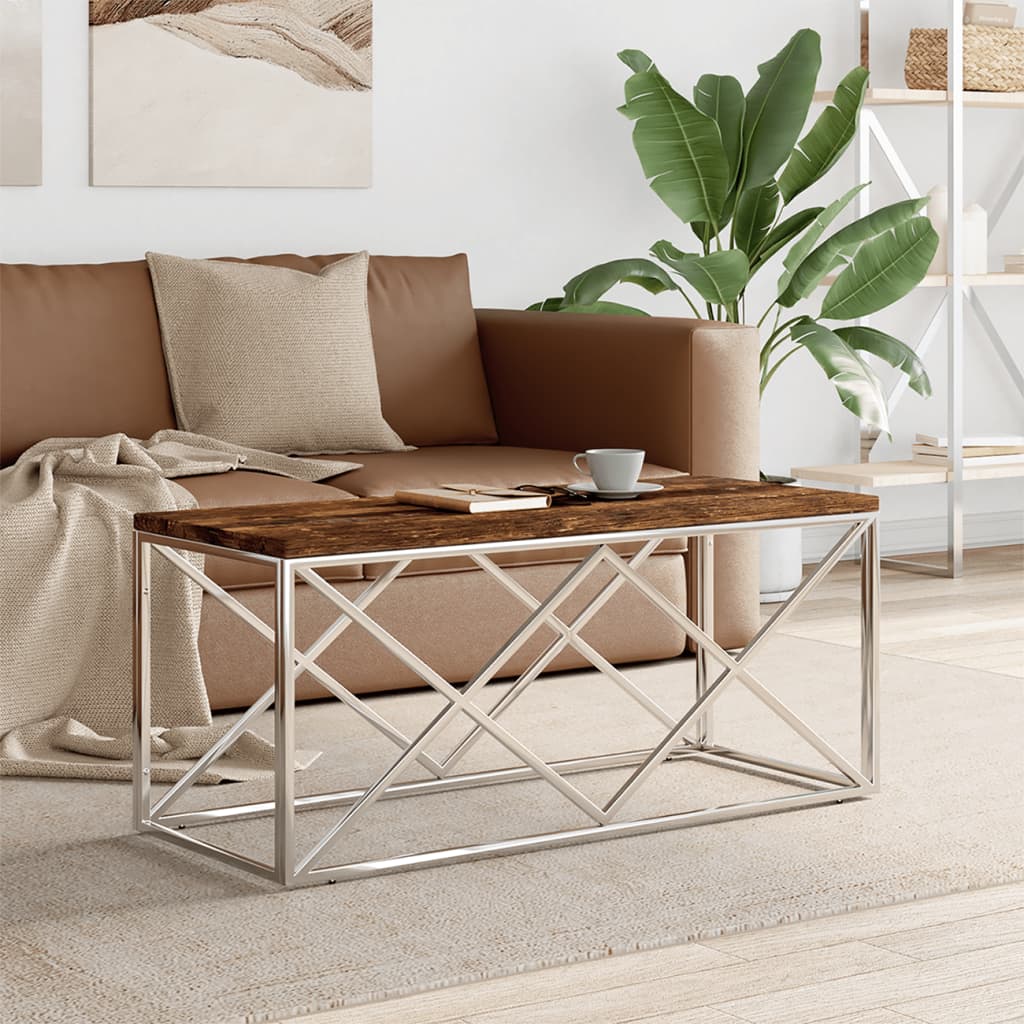 Coffee Table Stainless Steel And Solid Reclaimed