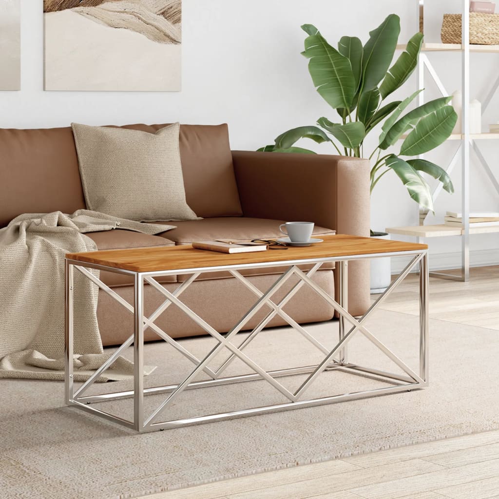 Coffee Table Stainless Steel And Solid Reclaimed