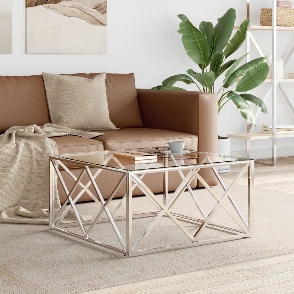 Coffee Table Silver 80X80X40 Cm Stainless Steel And