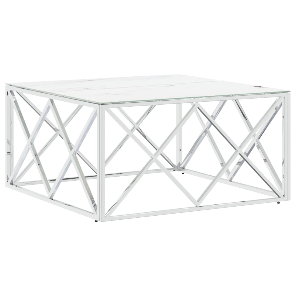 Coffee Table Silver 80X80X40 Cm Stainless Steel And