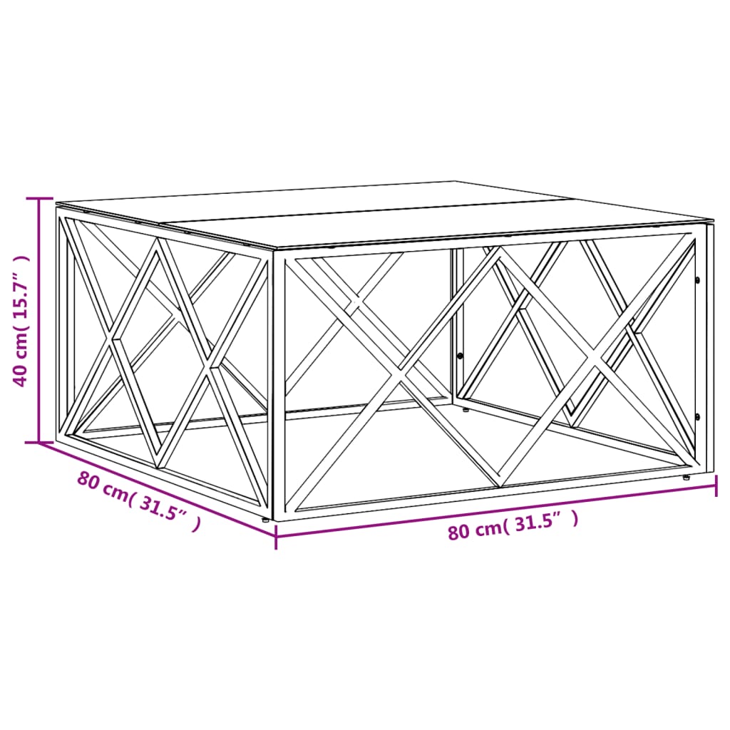 Coffee Table Silver 80X80X40 Cm Stainless Steel And