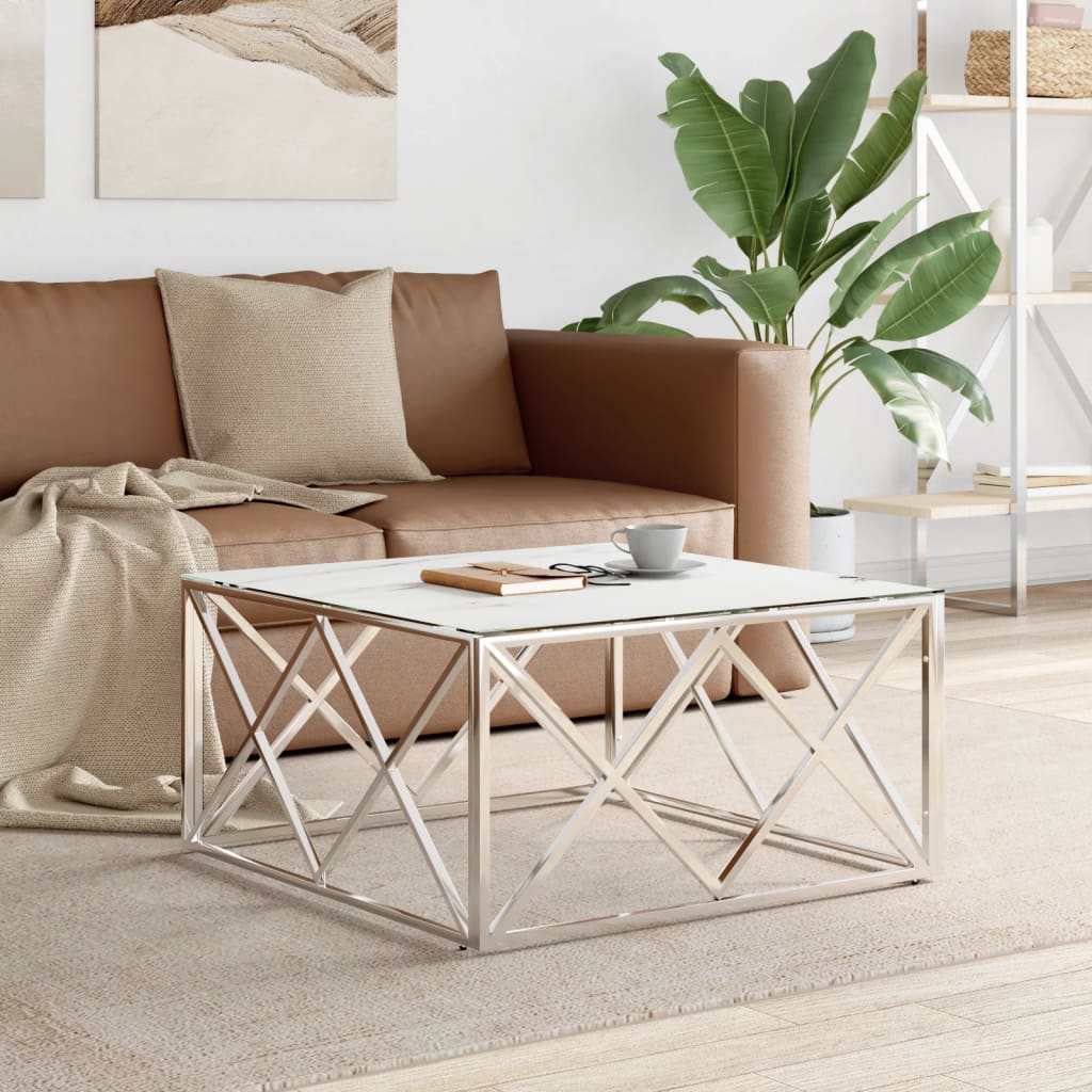 Coffee Table Silver 80X80X40 Cm Stainless Steel And