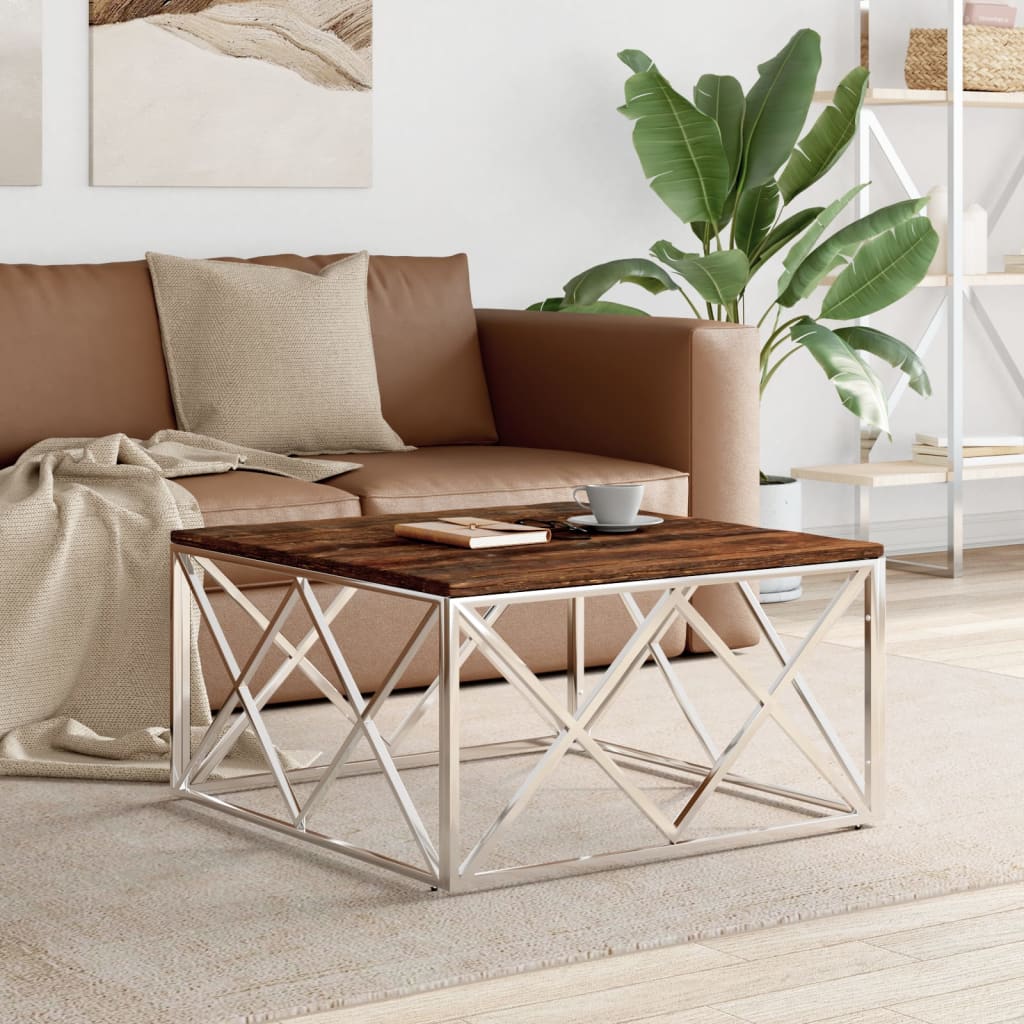 Coffee Table Silver 80X80X40 Cm Stainless Steel And