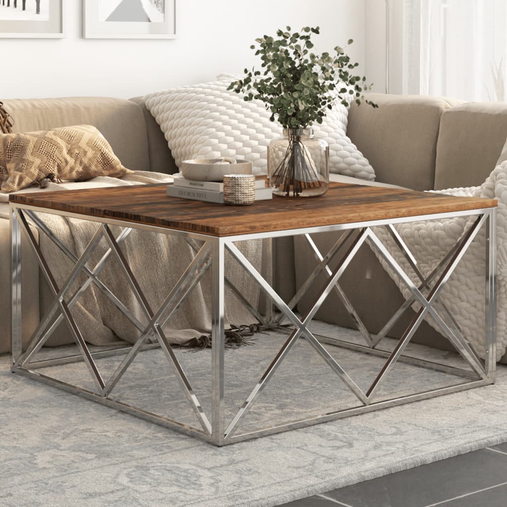 Coffee Table Stainless Steel And Solid Sleeper