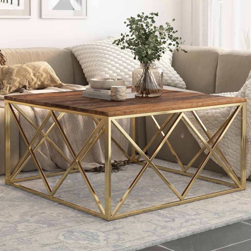 Coffee Table Stainless Steel And Solid Sleeper