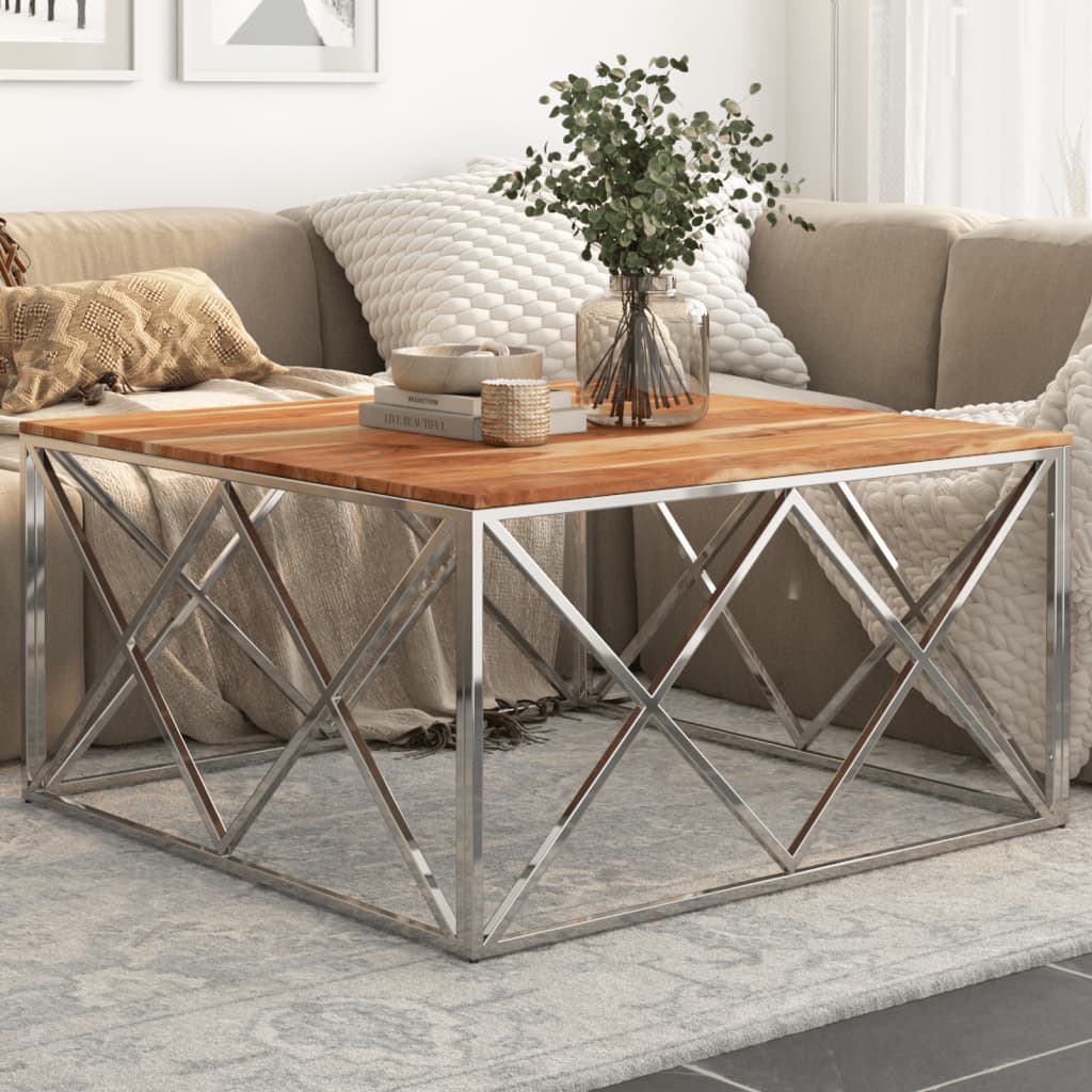 Coffee Table Stainless Steel And Solid Sleeper