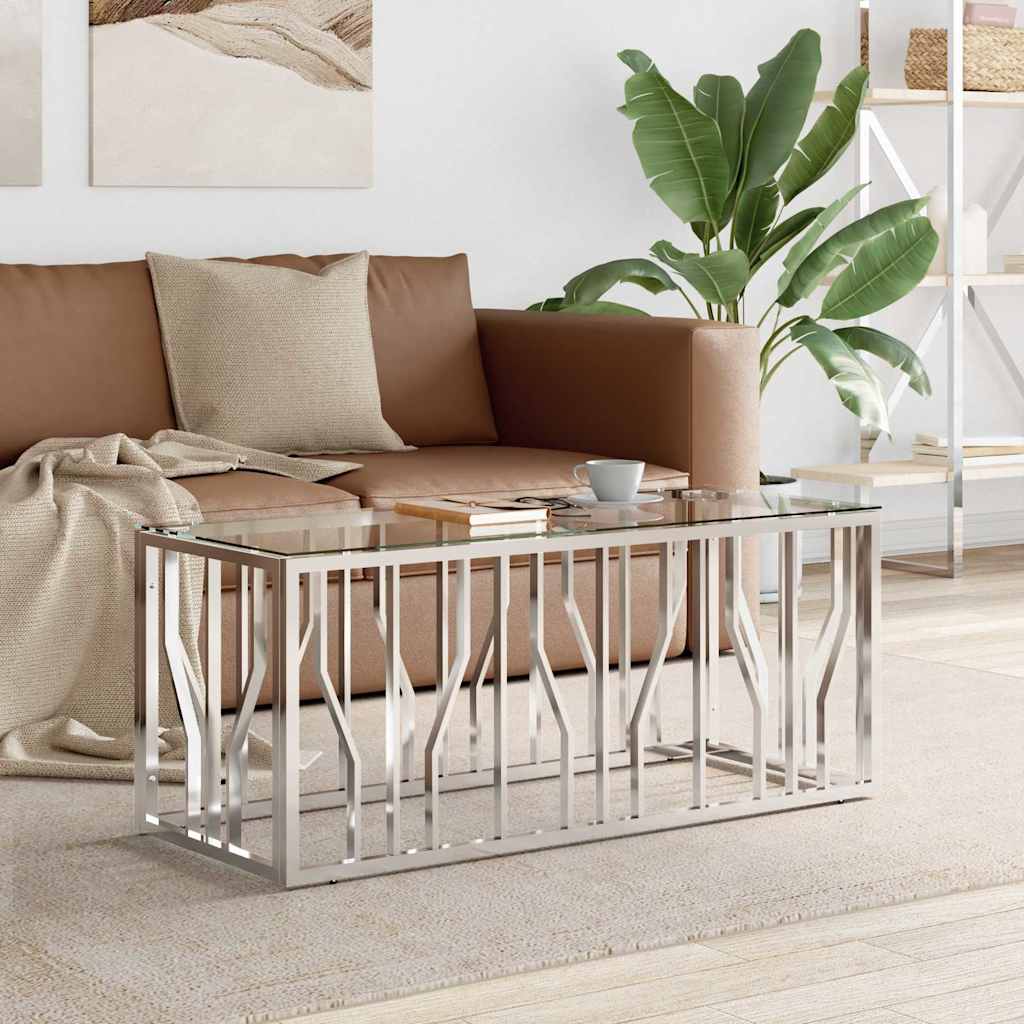 Coffee Table Silver Stainless Steel Solid Acacia Silver And Brown Gold And Black