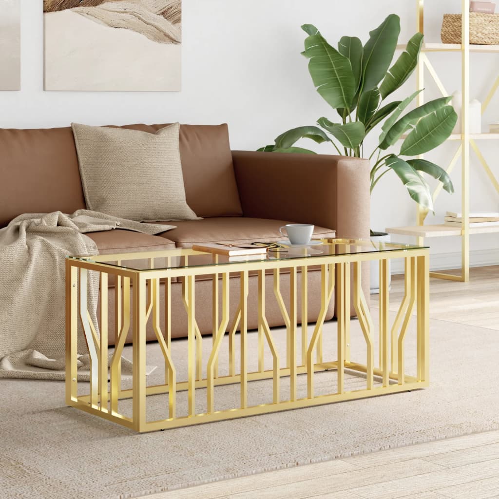 Coffee Table Silver Stainless Steel And Solid Acacia