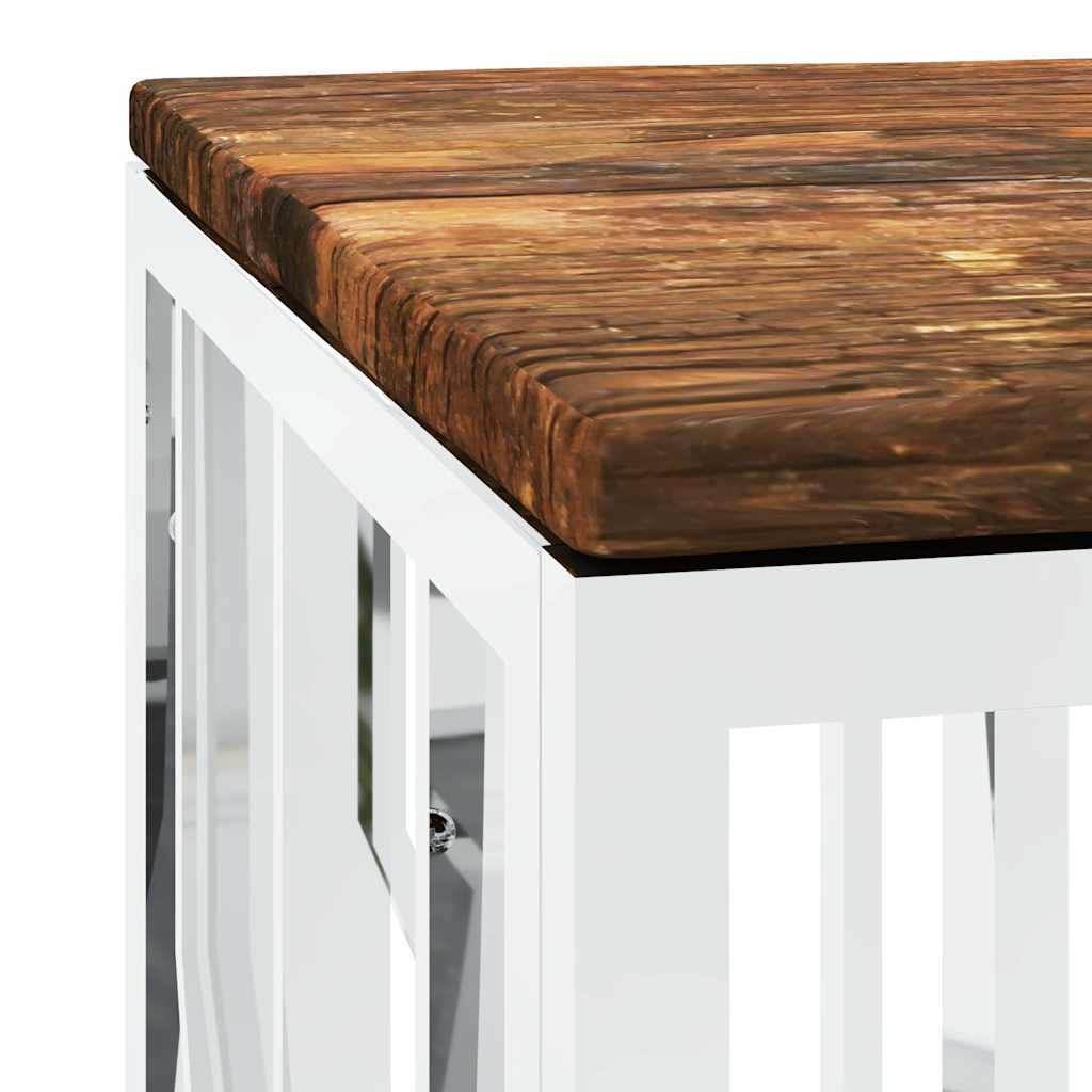 Coffee Table Silver Stainless Steel Solid Acacia Silver And Brown Gold And Black