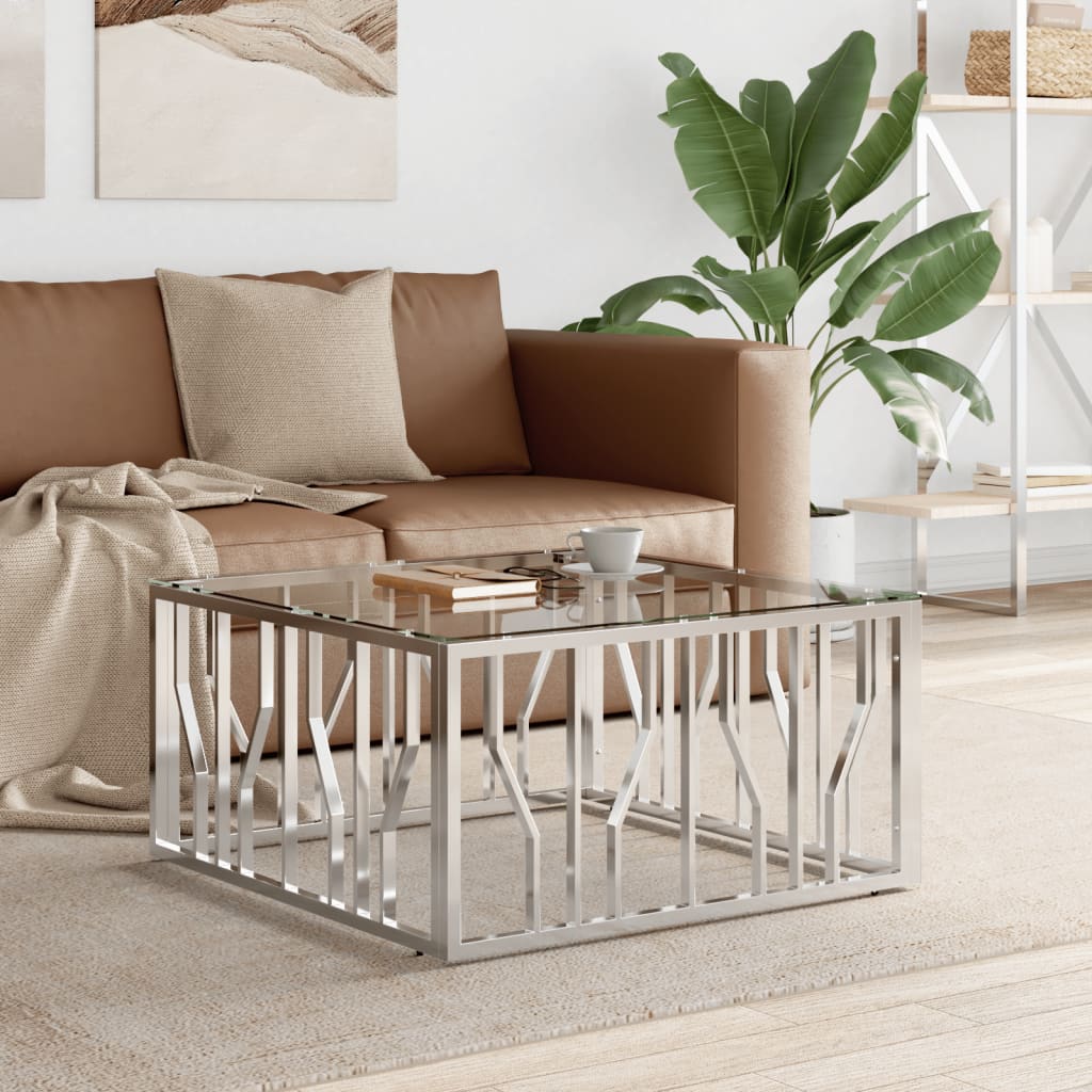 Coffee Table Silver 80X80X40 Cm Stainless Steel And