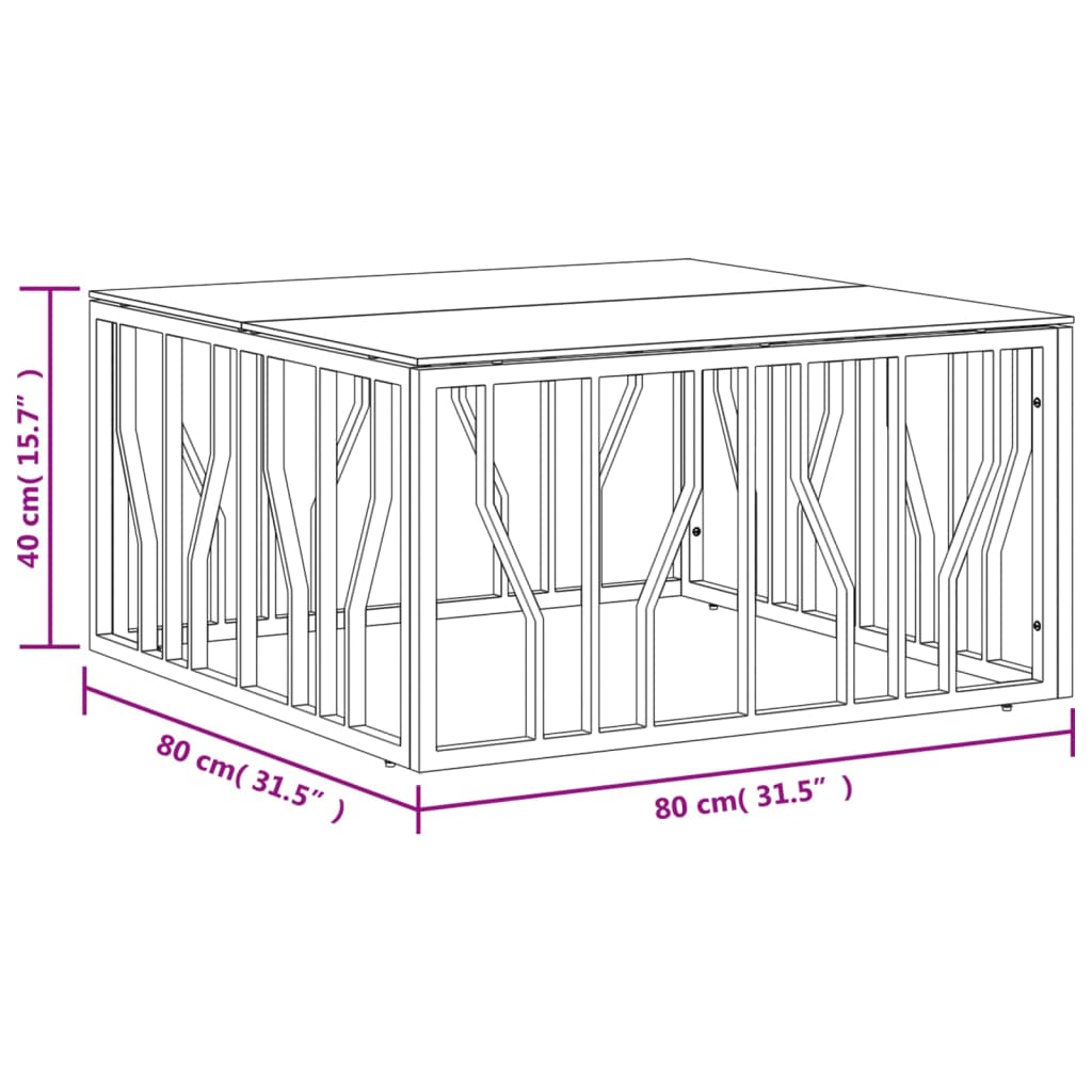 Coffee Table Silver 80X80X40 Cm Stainless Steel And