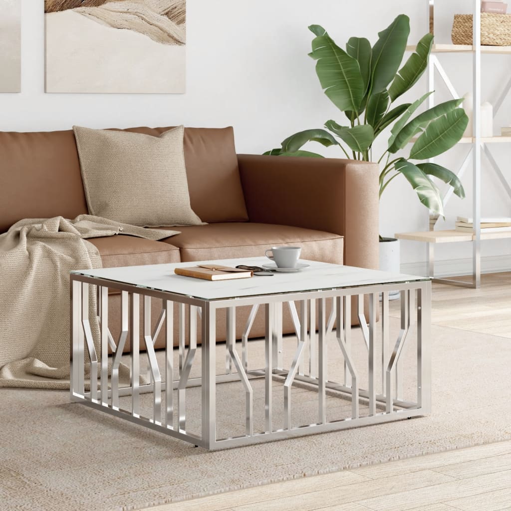 Coffee Table Silver 80X80X40 Cm Stainless Steel And