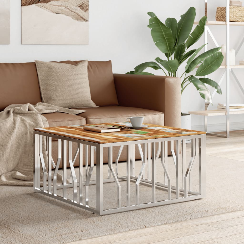 Coffee Table Silver 80X80X40 Cm Stainless Steel And