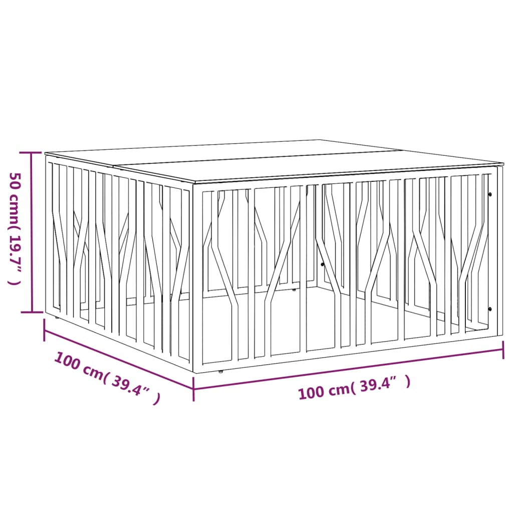 Coffee Table 100X100X50 Cm Stainless Steel And