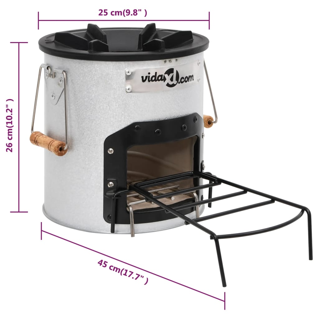 Camping Wood Stove Silver 45X25X26 Cm Steel