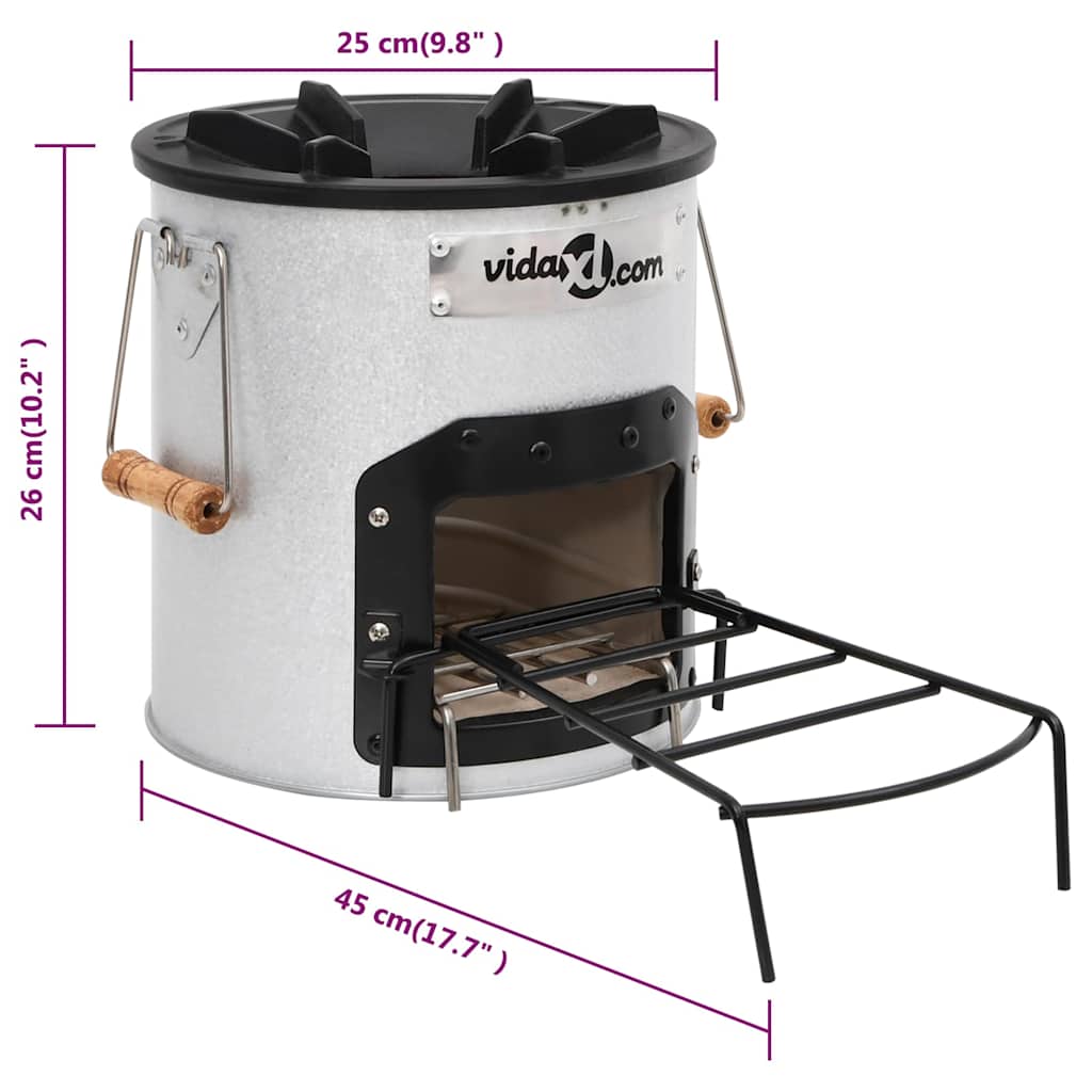 Fireplaces Camping Wood Stove Silver 45X25X26 Cm Steel Galvanised steel 45 cm