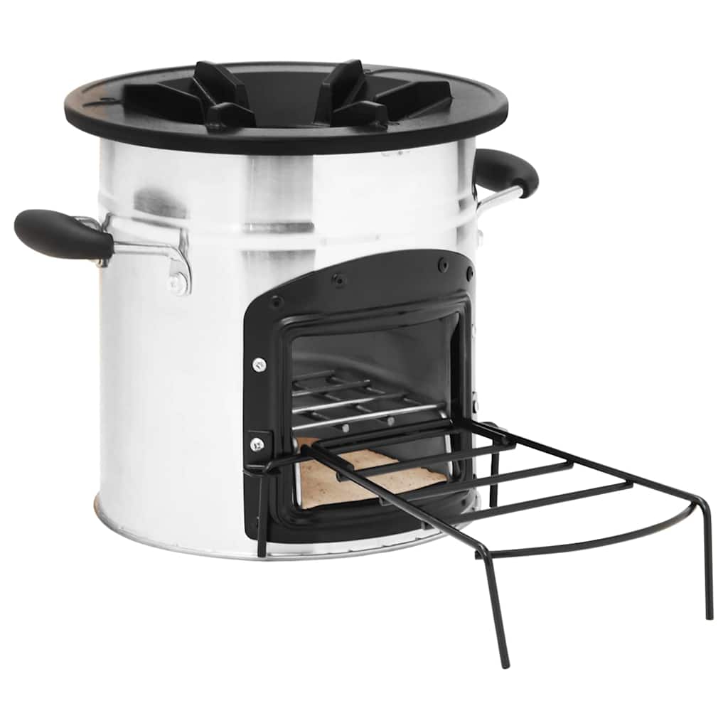 Fireplaces Camping Wood Stove Silver 45.5X33X25.5 Cm Stainless Steel cast iron 4