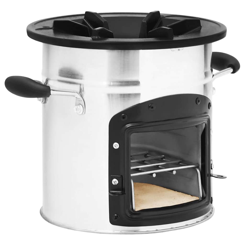 Fireplaces Camping Wood Stove Silver 45.5X33X25.5 Cm Stainless Steel cast iron 4