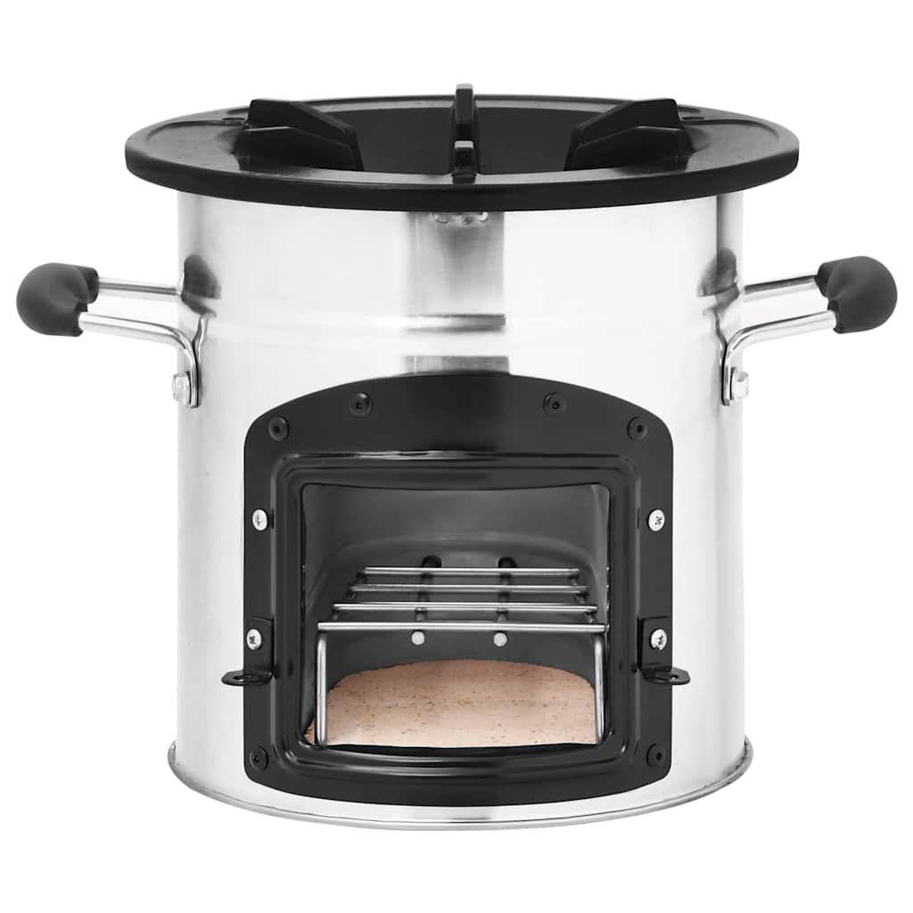 Fireplaces Camping Wood Stove Silver 45.5X33X25.5 Cm Stainless Steel cast iron 4