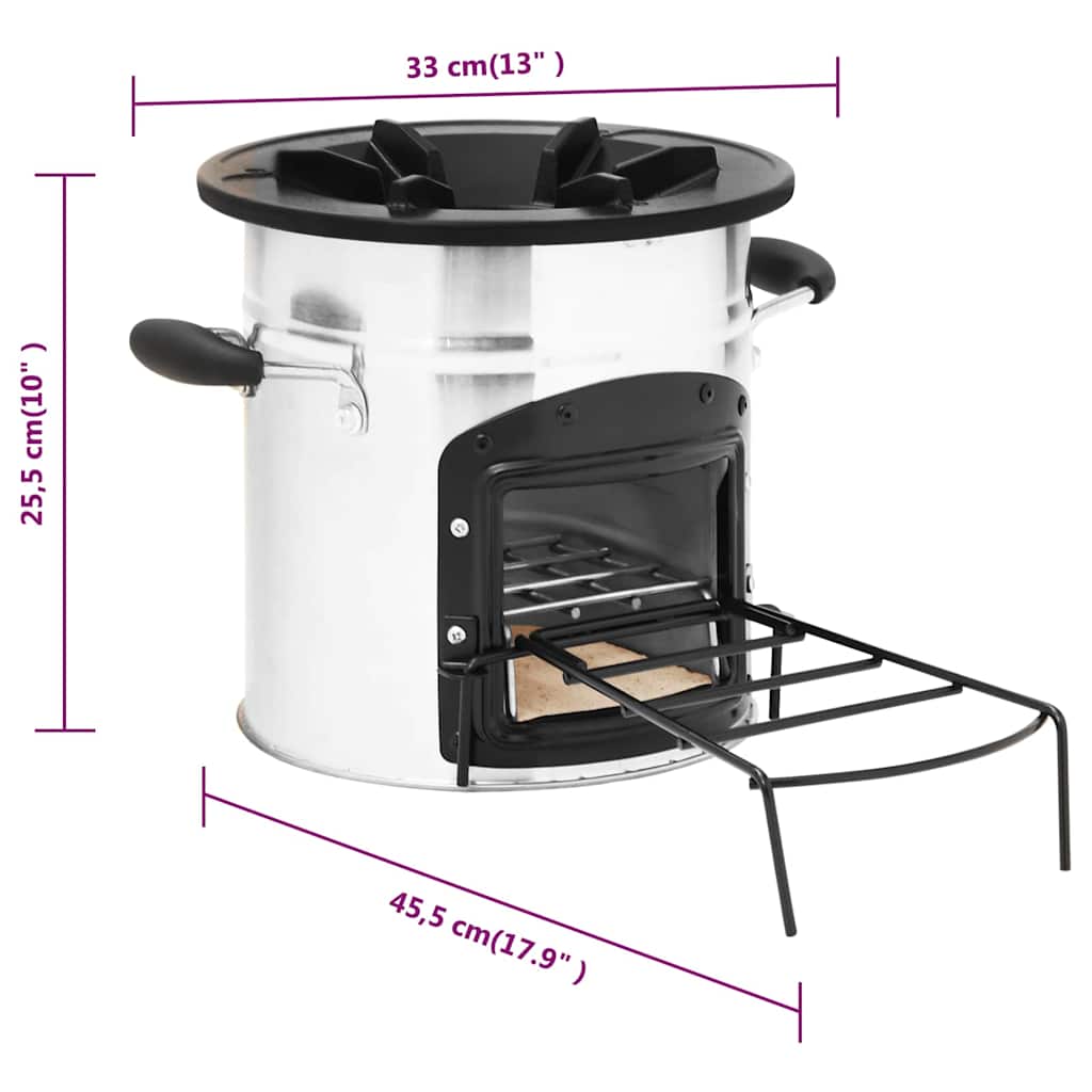 Fireplaces Camping Wood Stove Silver 45.5X33X25.5 Cm Stainless Steel cast iron 4