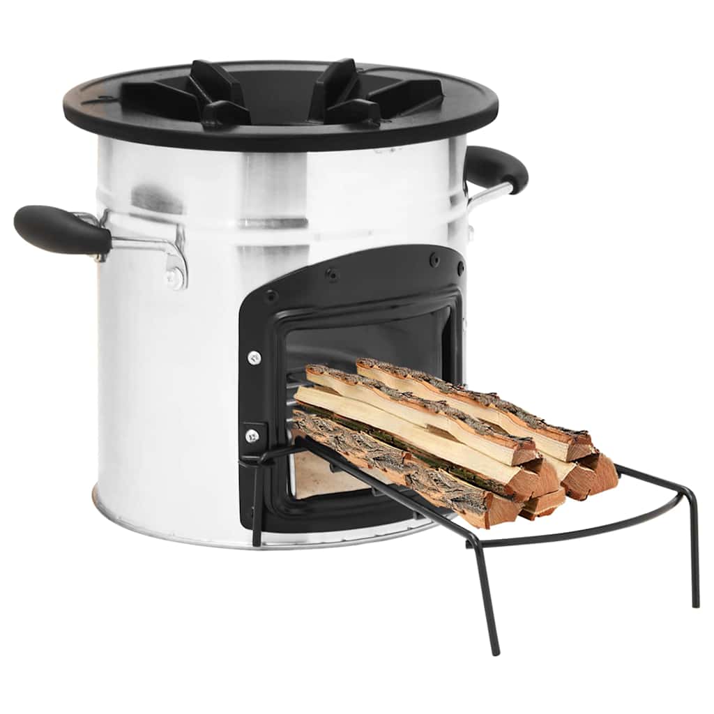 Fireplaces Camping Wood Stove Silver 45.5X33X25.5 Cm Stainless Steel cast iron 4