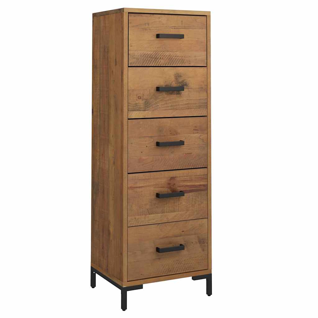 Chest of Drawers Solid Pine 42cm Tallboy Bedroom Storage Cabinet Wooden metal 42